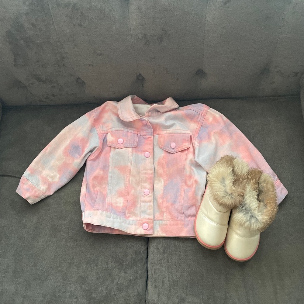 Toddler Girl’s Denim Jacket and Boot Set